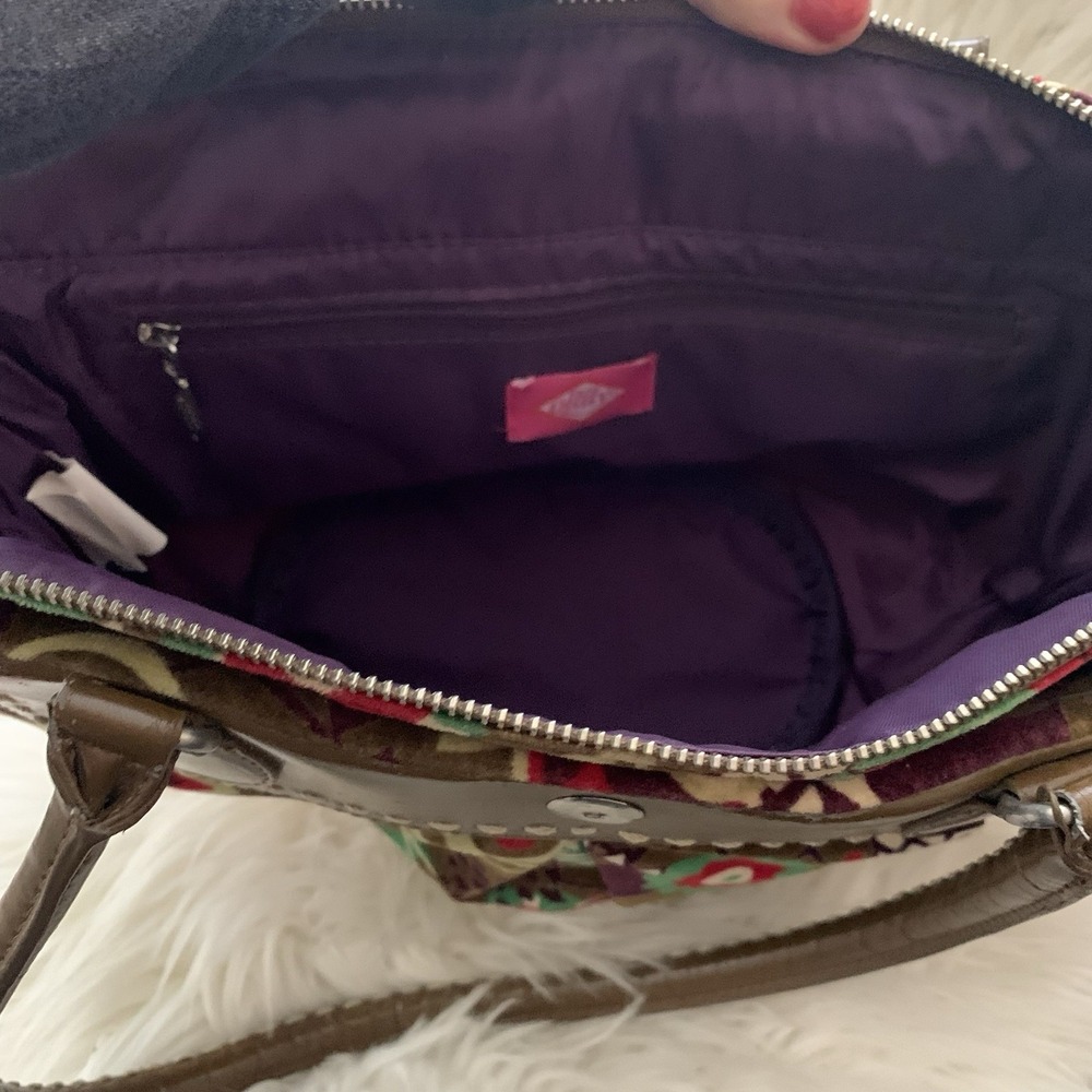 OILILY Velvet Floral Print Shoulder‎ Bag Purse - Picture 7 of 8